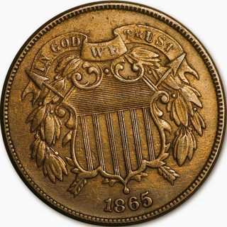 1865  P 2 cent, Slightest Circulation, Refundable, Insured, Shlps FREE 