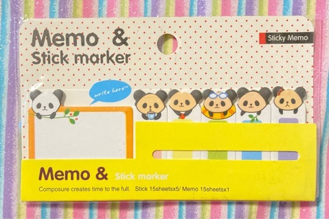 Kawaii bear stick markers and memo pad