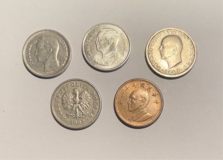 5 Different Nickel Sized Foreign Coins 