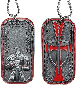 [NEW] Knights Templar Red Cross Challenge Coin Dog Tag Pendant