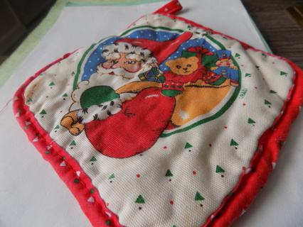 Christmas pot holder red and white Santa & ltoy bag