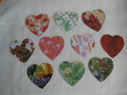 Valentine's day, Mothers day, Heart flower tags. Die cut, 24 heart tags, all different,