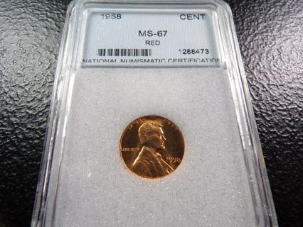 1958 NNC MS67 RED LINCOLN WHEAT CENT