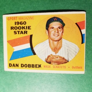 1960 - TOPPS BASEBALL CARD NO. 123 -  DAN DOBBEK ROOKIE -SENATORS - EXMT-NRMT+