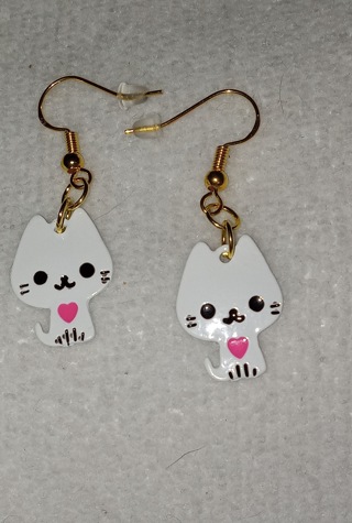 Kitty earrings, 925 hooks with goldtone