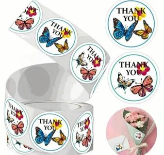 ⭐SPECIAL⭐NEW❤️(48) BUTTERFLIES 'Thank you' STICKERS!!