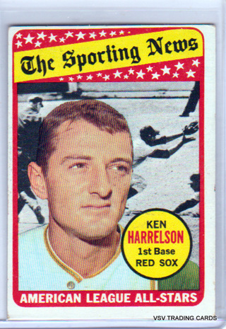 Ken Harrelson, 1969 Topps All-Star Baseball Card #417, Boston Red Sox