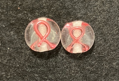 Pink Ribbon Glass Beads