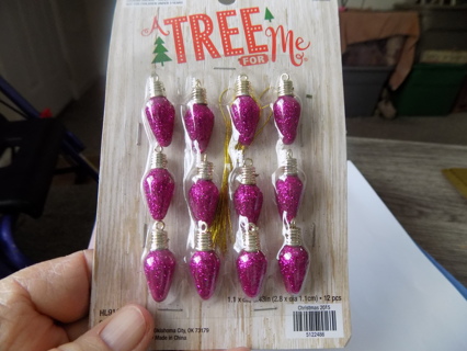 NIP set of 12 purple glittery Christmas light bulbs