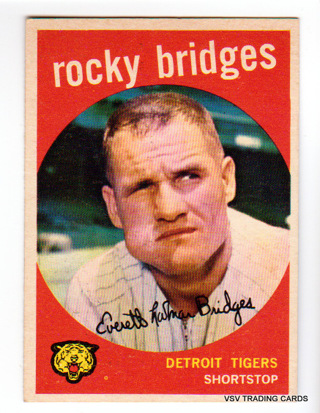 Rocky Bridges, 1959 Topps Card #318, Detroit Tigers, (LB3)