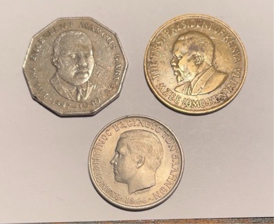 3 Vintage Large Dollar Sized Foreign Coins