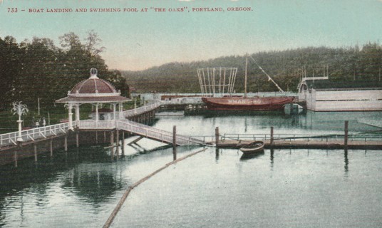 Vintage Used Postcard: Y: Boat Landing, Swimming Pool, "The Oaks" Portland, OR