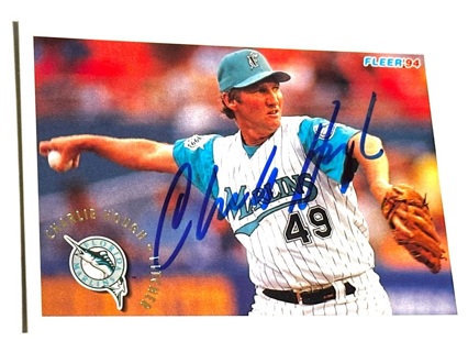 Autographed 1994 Fleer #469 Charlie Hough Florida Marlins