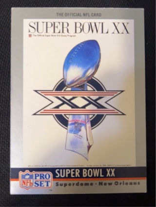 Super Bowl 20 card