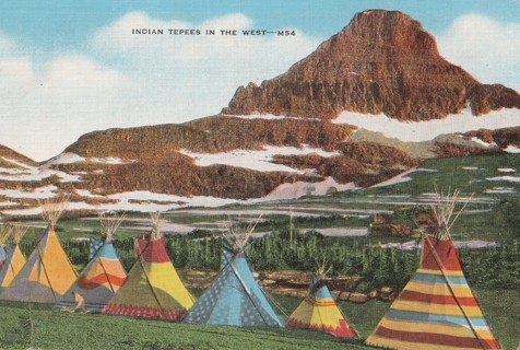 Vintage Unused Postcard: c: Indian Tepees in the West