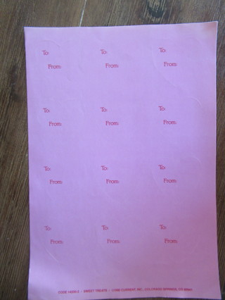 Fun sheet of   "TO and FROM"  HEART stickers