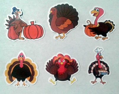 Six Thanksgiving Day Turkey Stickers #3