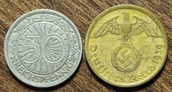 1927 & 1939 German Reichpfennigs Full bold dates!