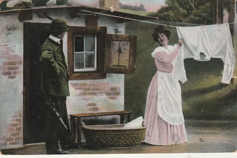 Vintage Used Postcard: 1908 Doing Laundry