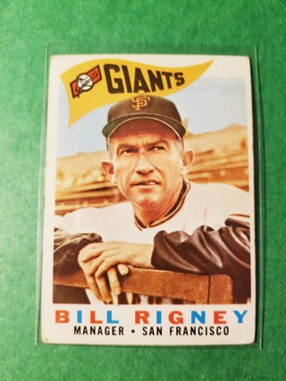 1960 - TOPPS EXMT - NRMT BASEBALL - CARD NO. 225 - BILL RIGNEY MGR. - GIANTS