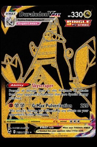 NM Gold Secret Rare Duraludon VMAX Textured Full Art Pokemon card