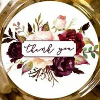 ⭕SPECIAL⭕(35) 1" 'Thank you' FLORAL STICKERS!!⭕