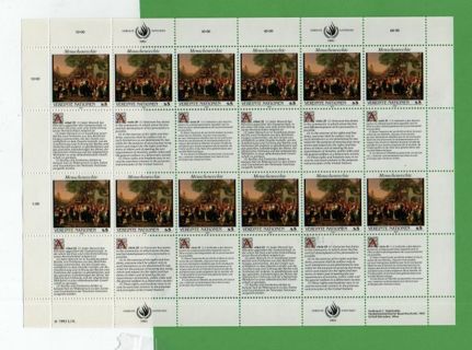 UNO Vienna - whole sheet Human Rights #29 - 12 stamps plus tabs with the text in EN DE and FR