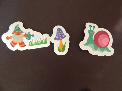 Fun small  Assortment of 3 Summer Garden Stickers