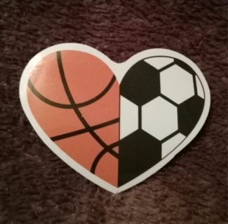 Heart soccer basketball sticker