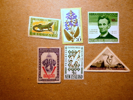 6 - Mint no gum Different Foreign Postage Stamps.