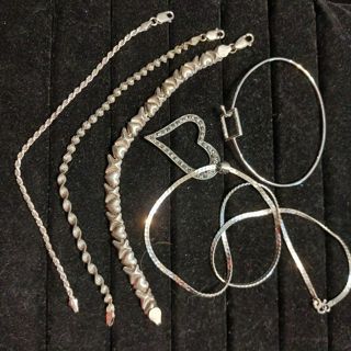 Sterling silver lot 4 bracelets and necklace