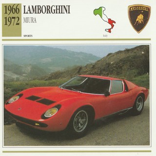 Classic Cars 6 x 6 inches Leaflet: 1966-1972 Lamborghini Miura