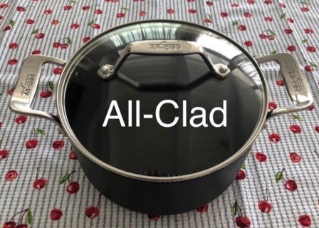 NEW All-Clad Essentials Non-Stick 4QT Soup Pot with Glass Lid Stock Pot • Free Shipping