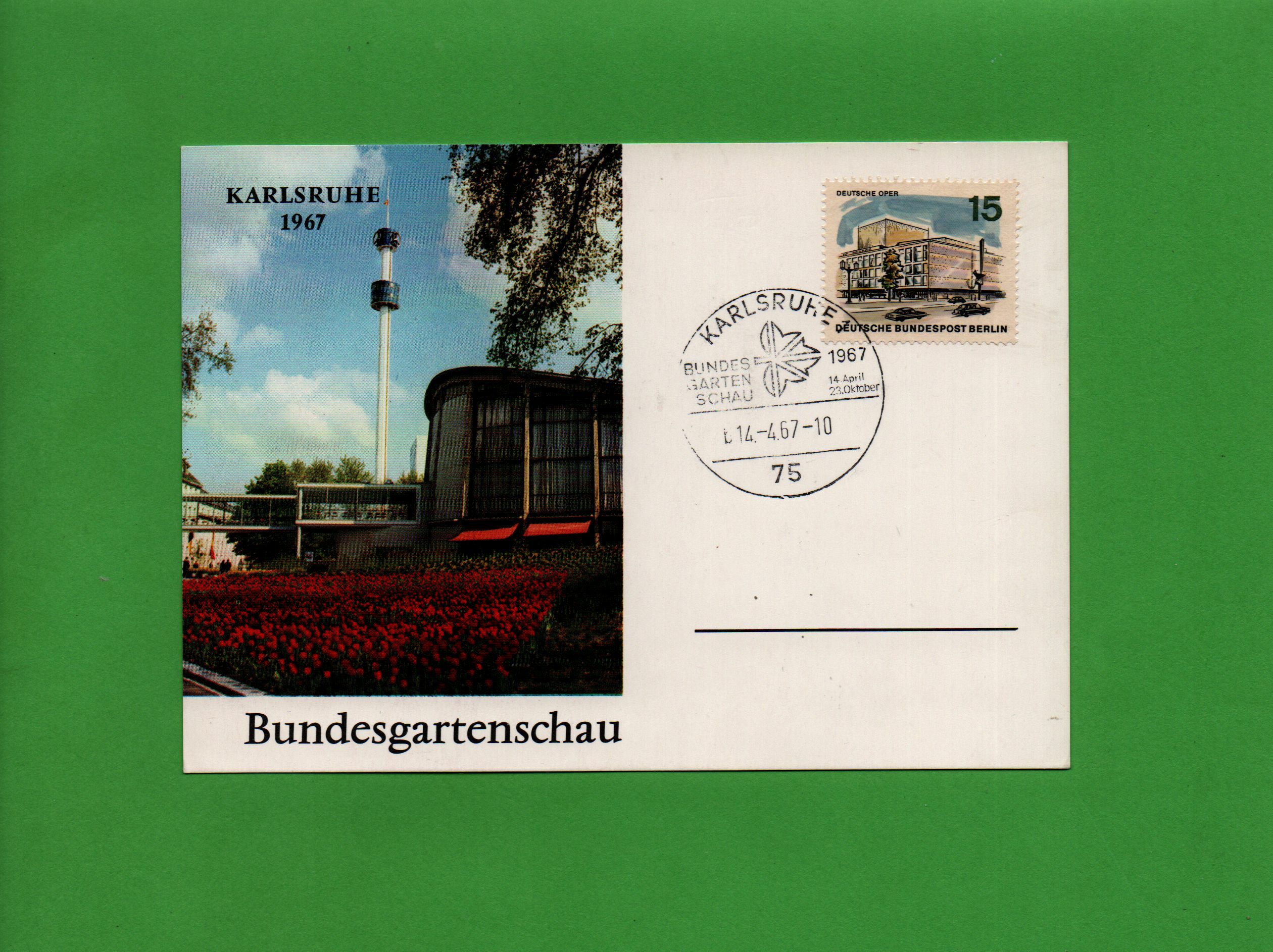 FREE: CRAZY GIN --- special postmark 14.4.1967 garden Show Karlsruhe