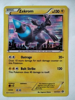 Zekrom 51/113 rare holo nm pokemon