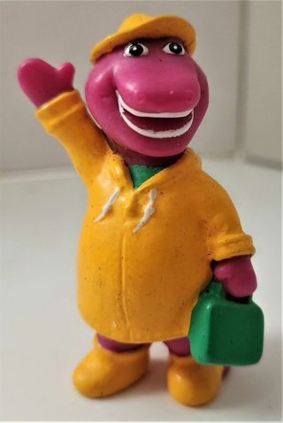 1993 BARNEY the Purple Dinosaur 2 1/2" tall PVC plastic figure - yellow shirt - VG condition