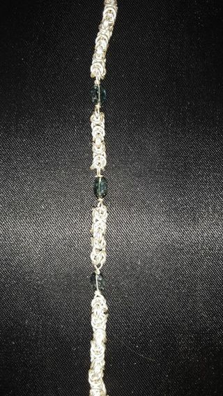 sterling silver blue tourmaline byzantine bracelet gemstone gift bride bridal