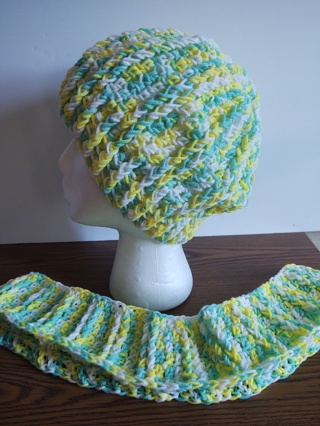 Hand Crocheted Slouch Hat  and Infinity Scarf Set