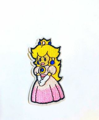 SUPER MARIO BROTHERS PATCH PRINCESS PEACH IRON ON APPLIQUE EMBROIDERED