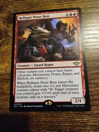 Magic the gathering mtg Hellspur Posse Boss rare card Outlaws Thunder Junction