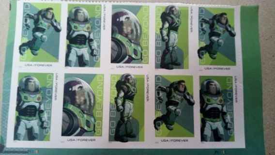 10- FOREVER US POSTAGE STAMPS.. BUZZ LIGHT-YEAR