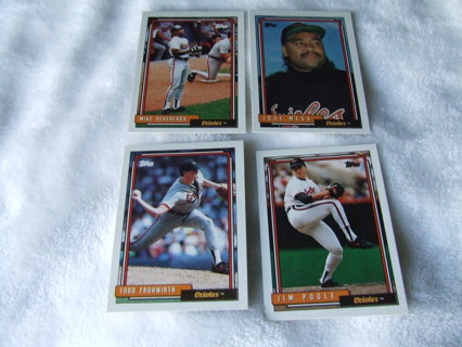 1992 Baltimore Orioles Team Topps Card Lot of 4