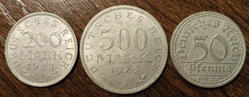 1920's Germany Mark ReichPfennig Coins Full bold dates!