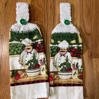 BN Pair of Crochet Kitchen Towels.#T19