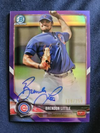 2018 Bowman Chrome Prospects Autograph Purple Refractor Brendon Little