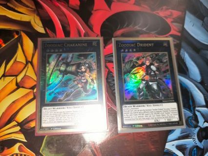 2 Maximum Gold Rare Holos zodiac drident and zodiac chakanine