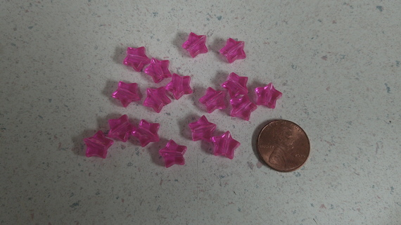 Pink Plastic STAR Beads Qty. 17