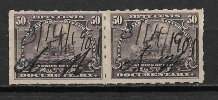 1898 ScR171p 50¢ Battleship Documentary pair used