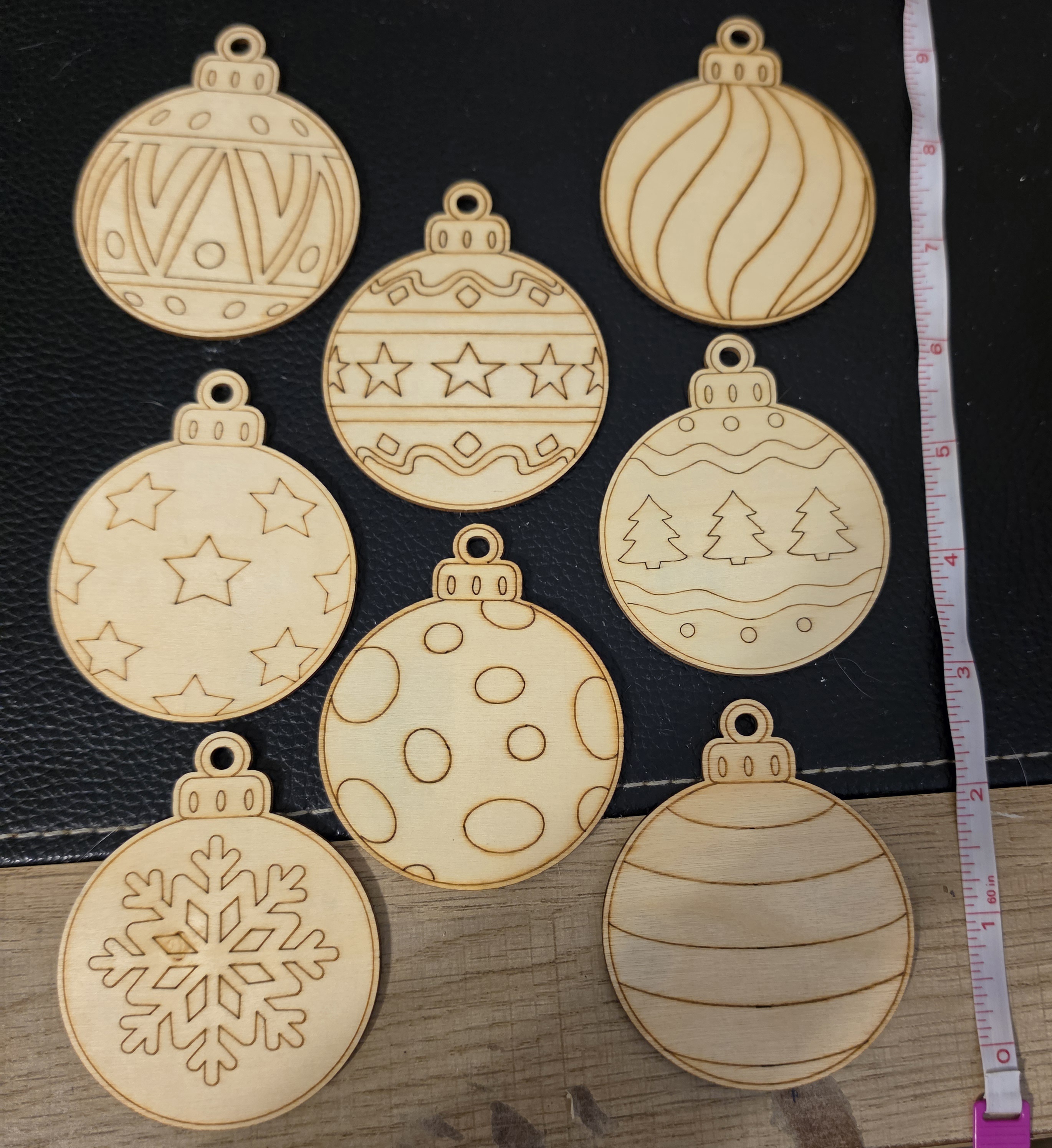 FREE: Lot of 8 - Wooden Round Christmas Ornaments - decorate yourself!!