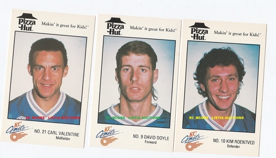 Kansas City Comets Cards 1991 Pizza Hut Lot of 3 